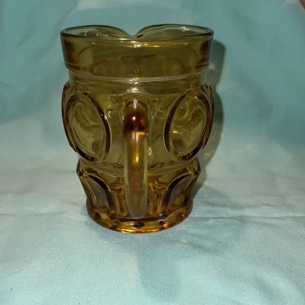 Vintage Wheaton Glass Bullseye Amber creamer glass 3 5/8 - Picture 2 of 5